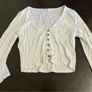 Sage The Label - White Cropped Long Sleeve - Women M
